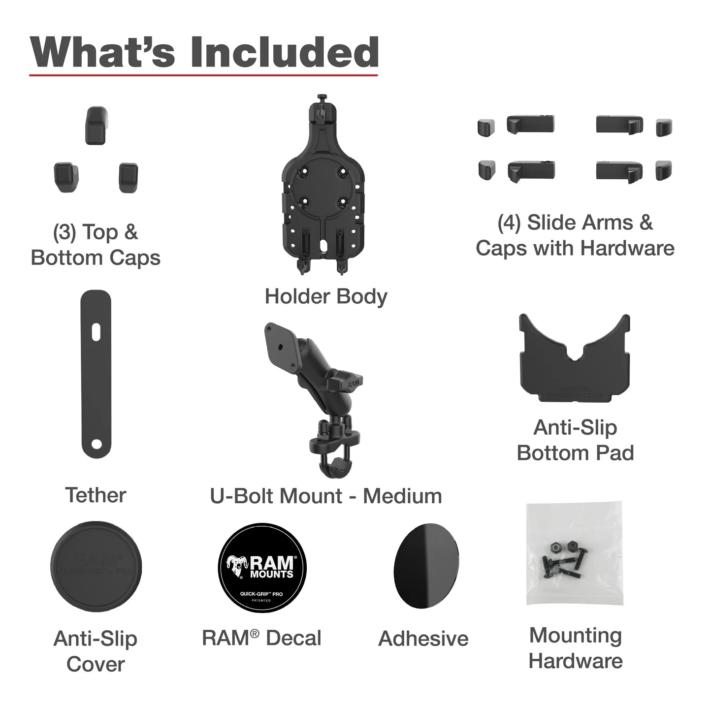 RAM MOUNTS | RAM Quick-Grip Pro Phone Mount with Handlebar U-Bolt Base - Medium