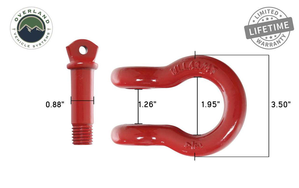 OVERLAND VEHICLE SYSTEMS | Recovery Shackle 3/4" 4.75 Ton Red (19019904)
