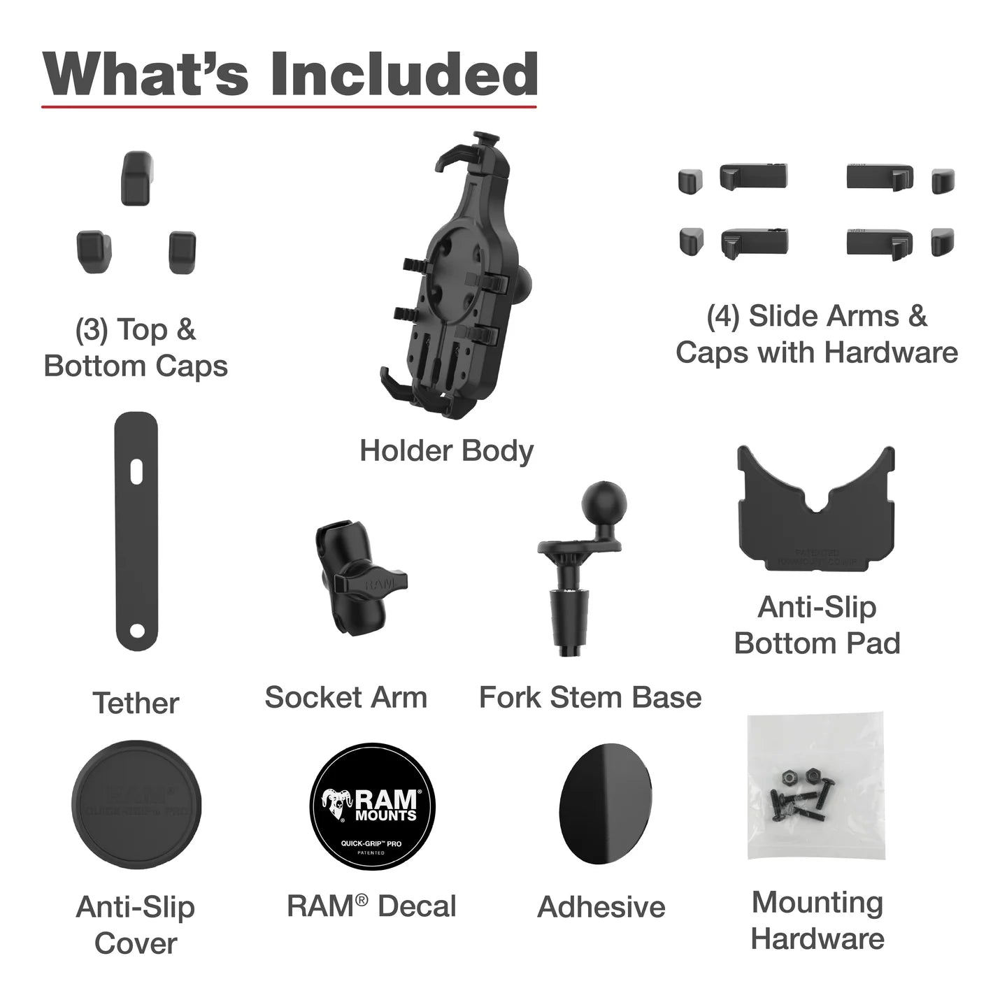 RAM MOUNTS | RAM Quick-Grip Pro Phone Mount with Fork Stem Base - Short