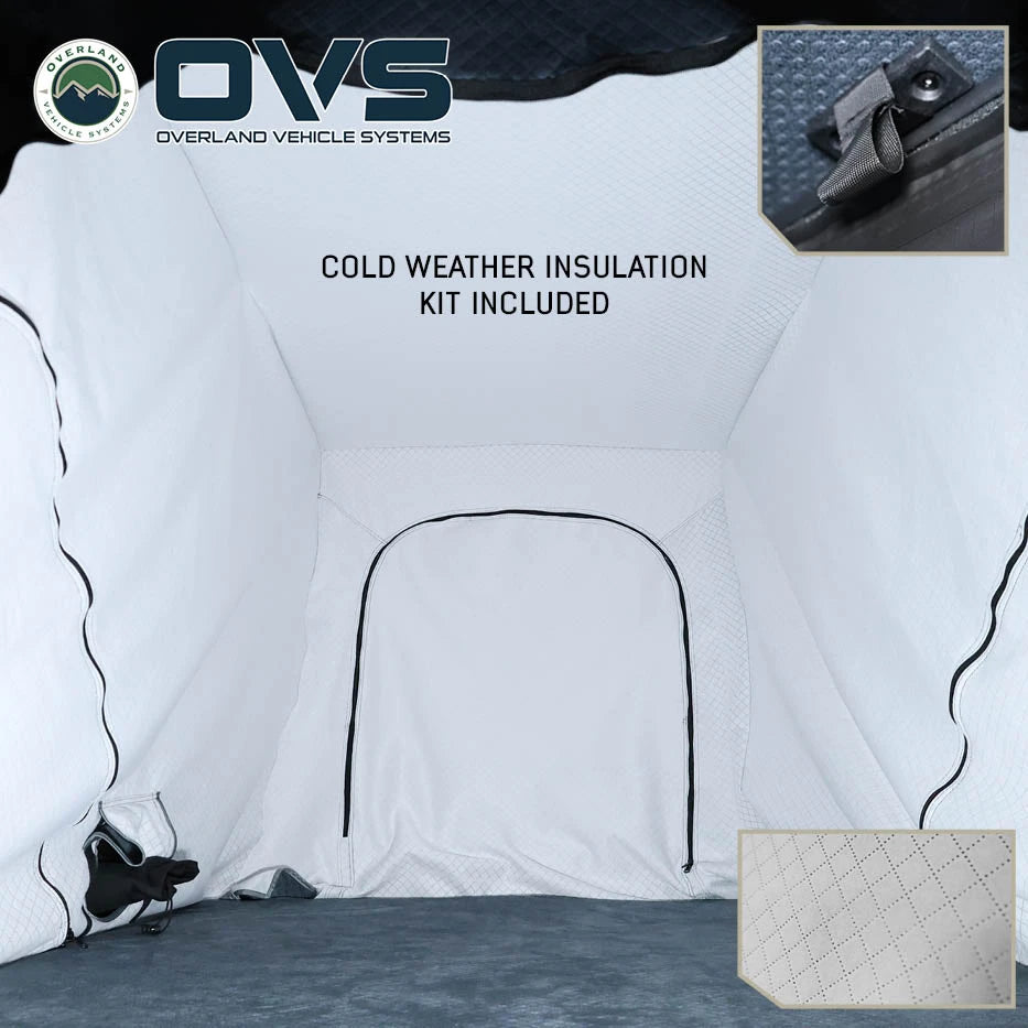 OVERLAND VEHICLE SYSTEMS | K2 Dual Action Clam Shell 2 Person Aluminum Hard Shell Roof Top Tent - Blue Body & Black Rainfly (18689902)