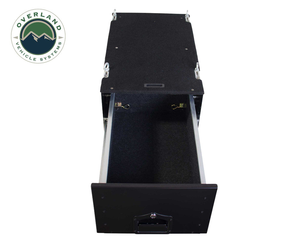 OVERLAND VEHICLE SYSTEMS | Cargo Box With Slide Out Drawer & Working Station Size Black Powder Coat Universal (21010201)