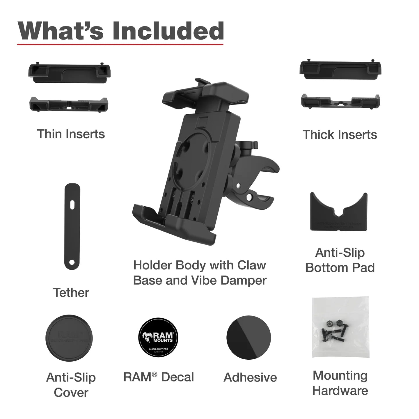 RAM MOUNTS | RAM Quick-Grip Pro XL Vibration Damping Phone Mount with Tough-Claw