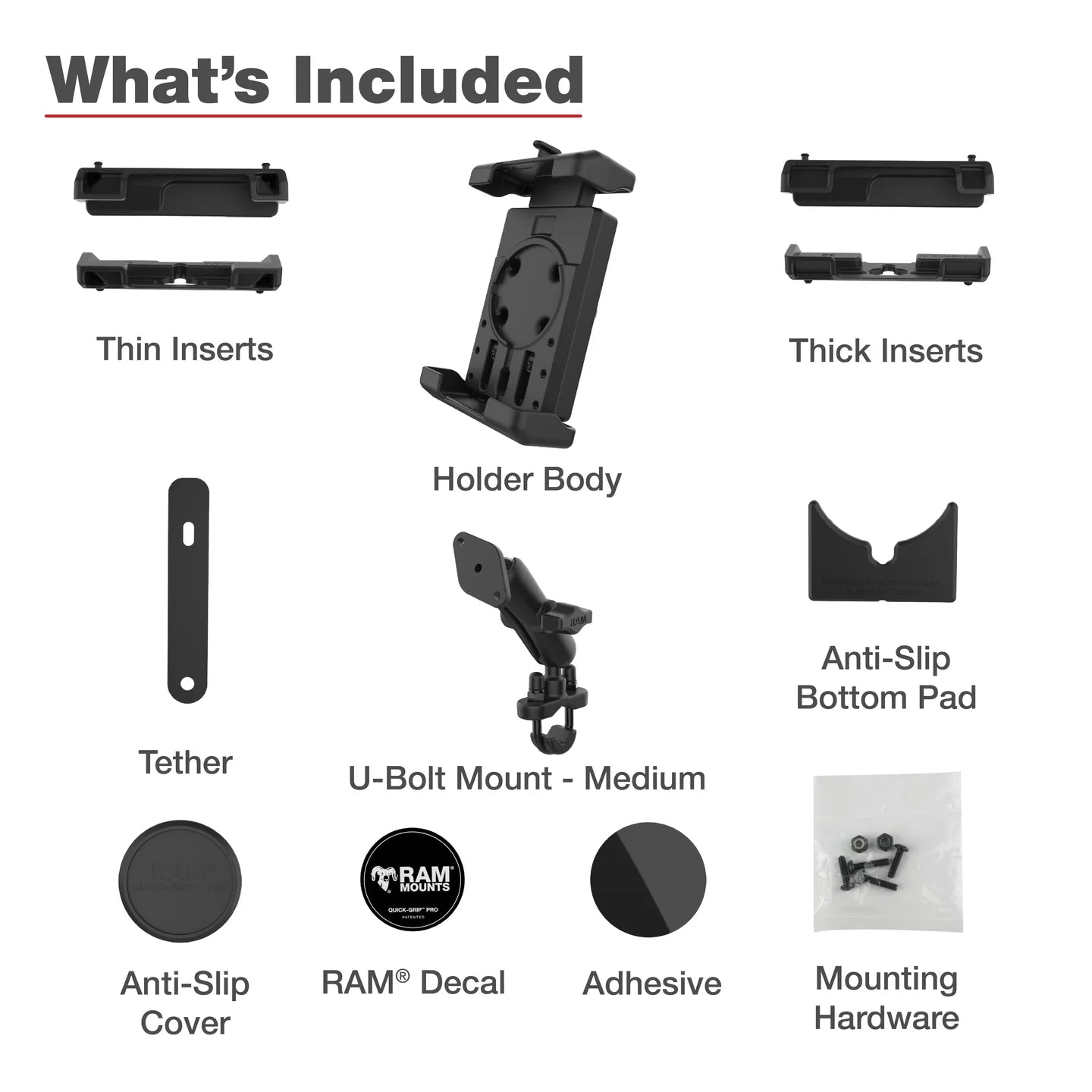 RAM MOUNTS | RAM Quick-Grip Pro XL Phone Mount with Handlebar U-Bolt Base - Medium