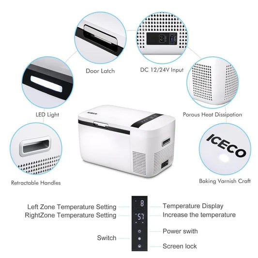 ICECO | 21QT GO20 Dual Zone 12V Portable Freezer (White)