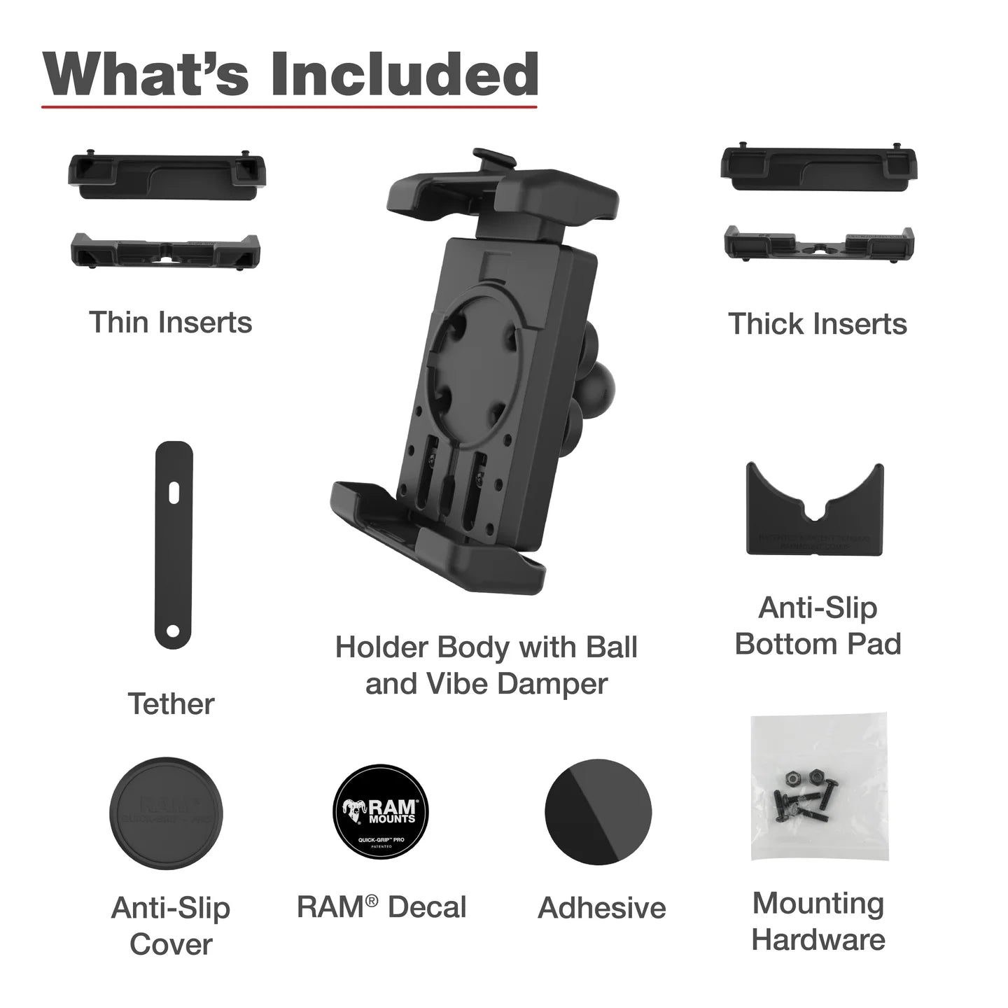 RAM MOUNTS | RAM Quick-Grip Pro XL Phone Holder with Ball & Vibration Damper