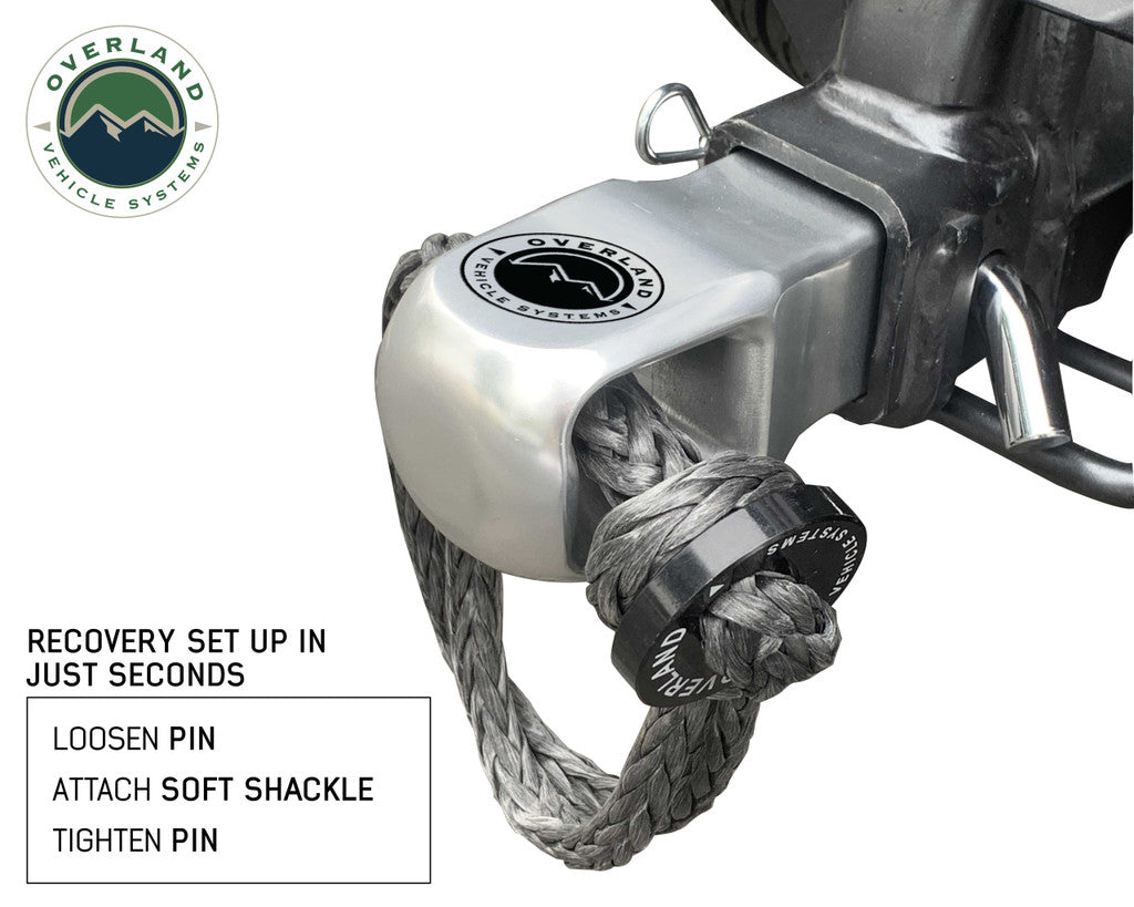 OVERLAND VEHICLE SYSTEMS | Combo Pack Soft Shackle 5/8" With Collar 44,500 lb. and Aluminum Receiver Mount (21-6580)