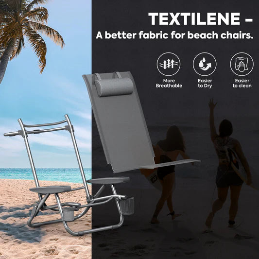 ICECO | Bora 5-Position Reclining Folding Beach Chair with Headrest for Adults