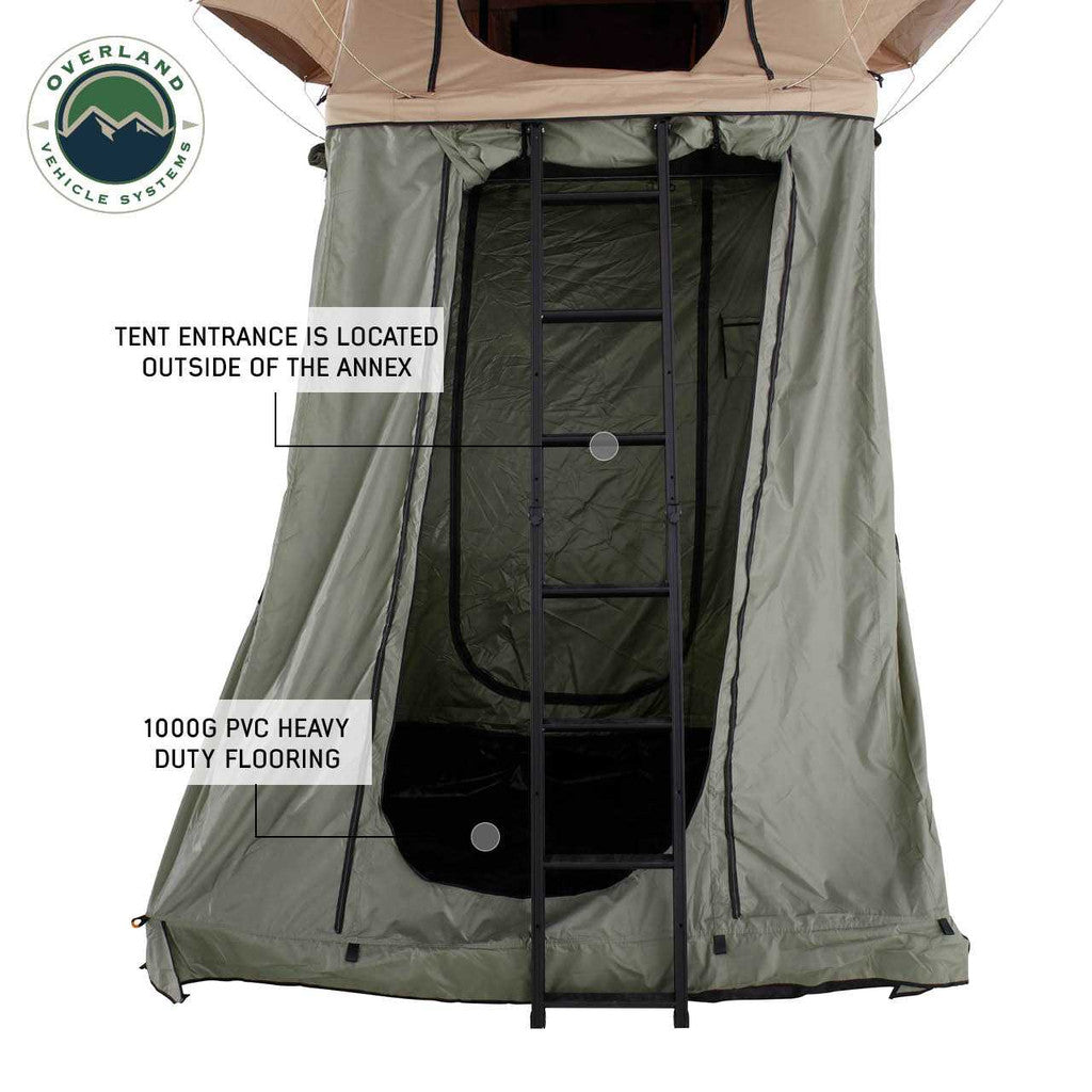OVERLAND VEHICLE SYSTEMS | LD TMBK Roof Top Tent Annex Green Base With Black Floor & Travel Cover (18019833)