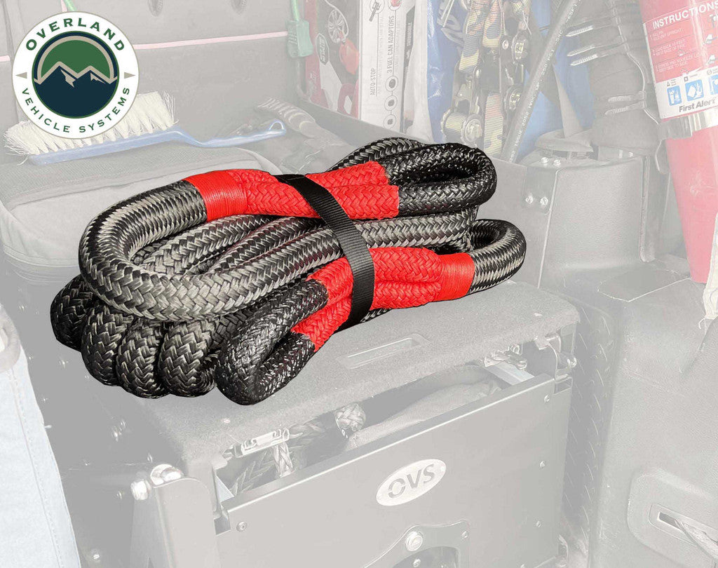OVERLAND VEHICLE SYSTEMS | Brute Kinetic Recovery Strap 1" x 30' With Storage Bag - 30% stretch (19009916)