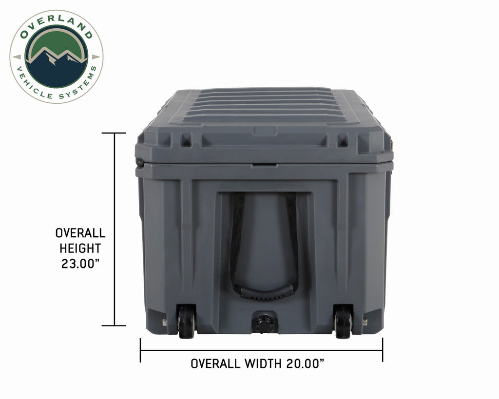 OVERLAND VEHICLE SYSTEMS | D.B.S. - Dark Grey 169 QT Dry Box with Wheels, Drain, and Bottle Opener (40100031)