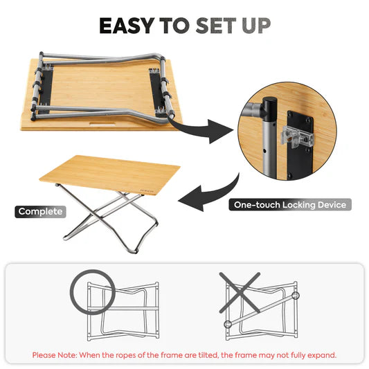 ICECO | Portable Folding Bamboo Camping Table with Storage Bag