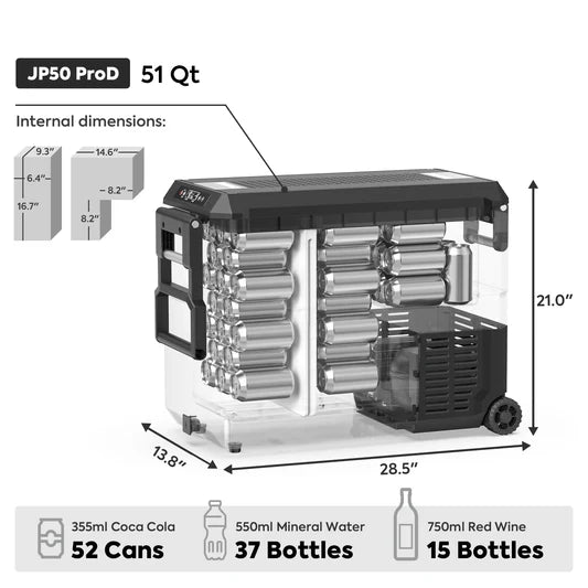 ICECO | JP Pro Series 40/51QT Dual Zone Wheeled Car Fridge With Cover-Silver