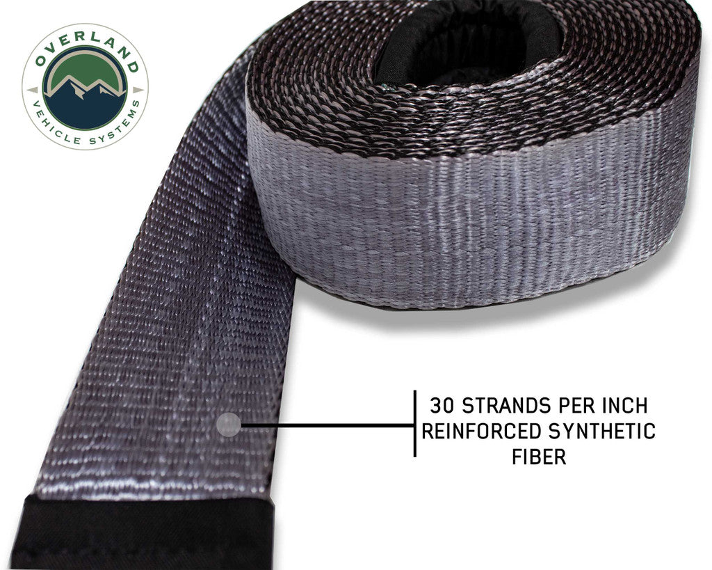 OVERLAND VEHICLE SYSTEMS | Tow Strap 30,000 lb. 3" x 30' Gray With Black Ends & Storage Bag (19069916)