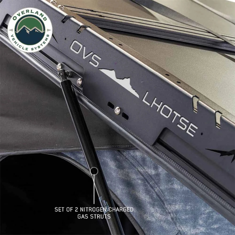 OVERLAND VEHICLE SYSTEMS | XD Lhotse 2 Person Clam Shell Aluminum Hard Shell Roof Top Tent - Blue Body & Black Rainfly (18589902)