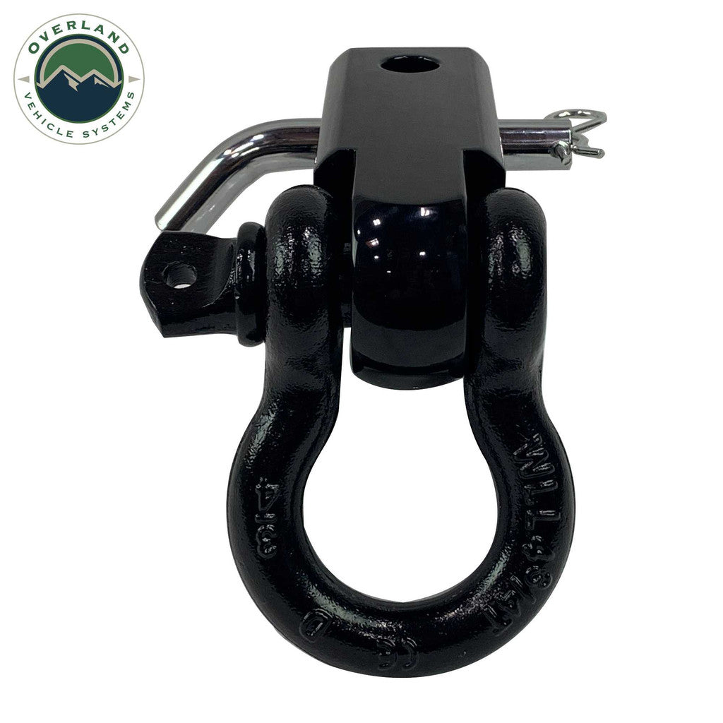 OVERLAND VEHICLE SYSTEMS | Receiver Mount Recovery Shackle 3/4" 4.75 Ton With Dual Hole Black Universal (19109901)
