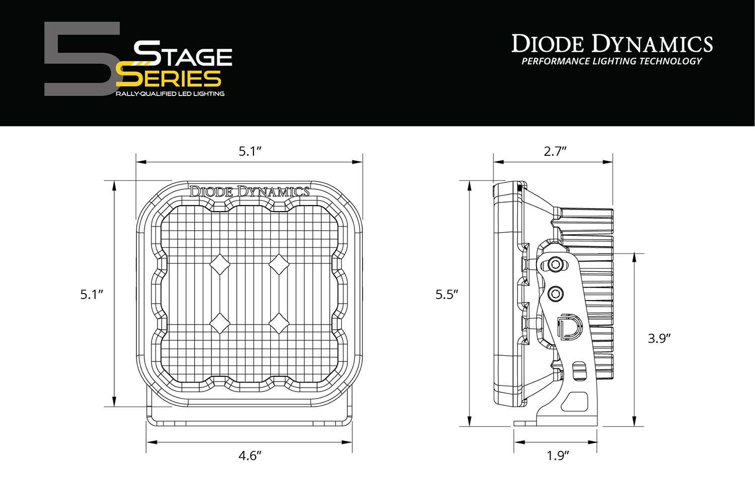 DIODE DYNAMICS | SS5 White Sport LED Pod (Pair)
