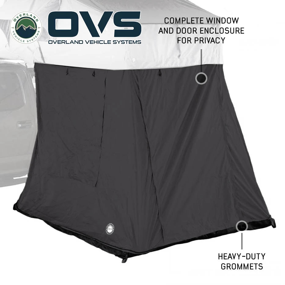 OVERLAND VEHICLE SYSTEMS | HD Nomadic 3 White Annex Room Enclosure With Grey Fabric and PVC Flooring and Mesh Screen Doors (18039826)