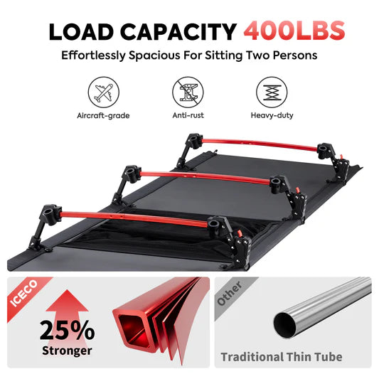 ICECO | Portable Camping Cot for Adults With Camping Blanket