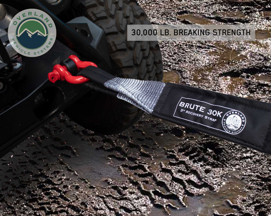 OVERLAND VEHICLE SYSTEMS | Tow Strap 30,000 lb. 3" x 30' Gray With Black Ends & Storage Bag (19069916)