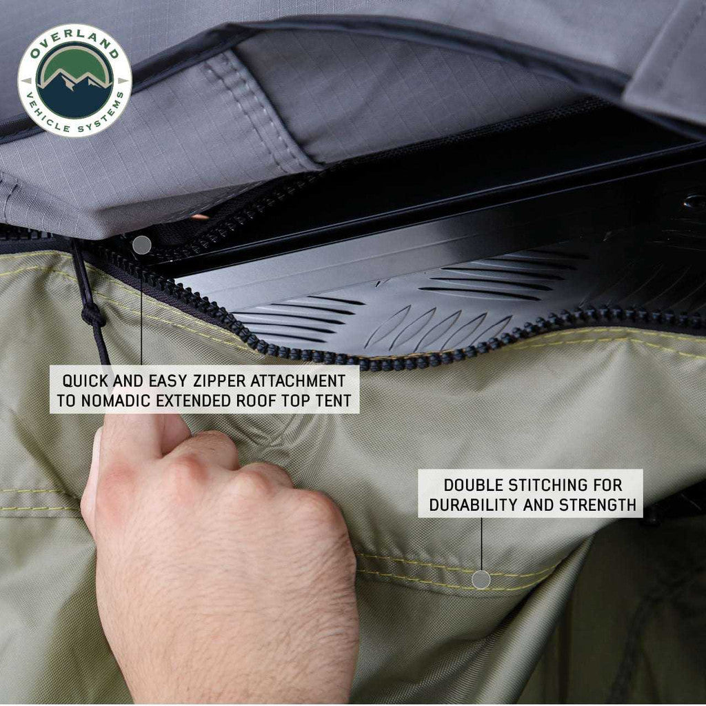 OVERLAND VEHICLE SYSTEMS | Nomadic 4 Roof Top Tent Annex Green Base With Black Floor & Travel Cover (18549936)
