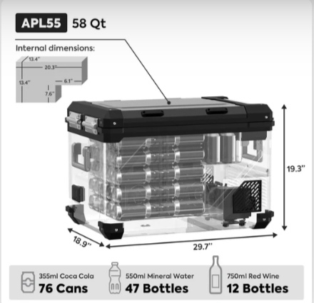 ICECO | 58QT APL55 Dual Zone 12 Volt Fridge With Ice Tray