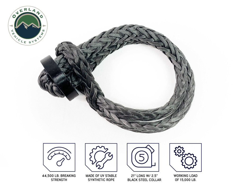 OVERLAND VEHICLE SYSTEMS | Combo Pack Soft Shackle 5/8" With Collar 44,500 lb. and Recovery Ring 6.25" 45,000 lb (20-6580)