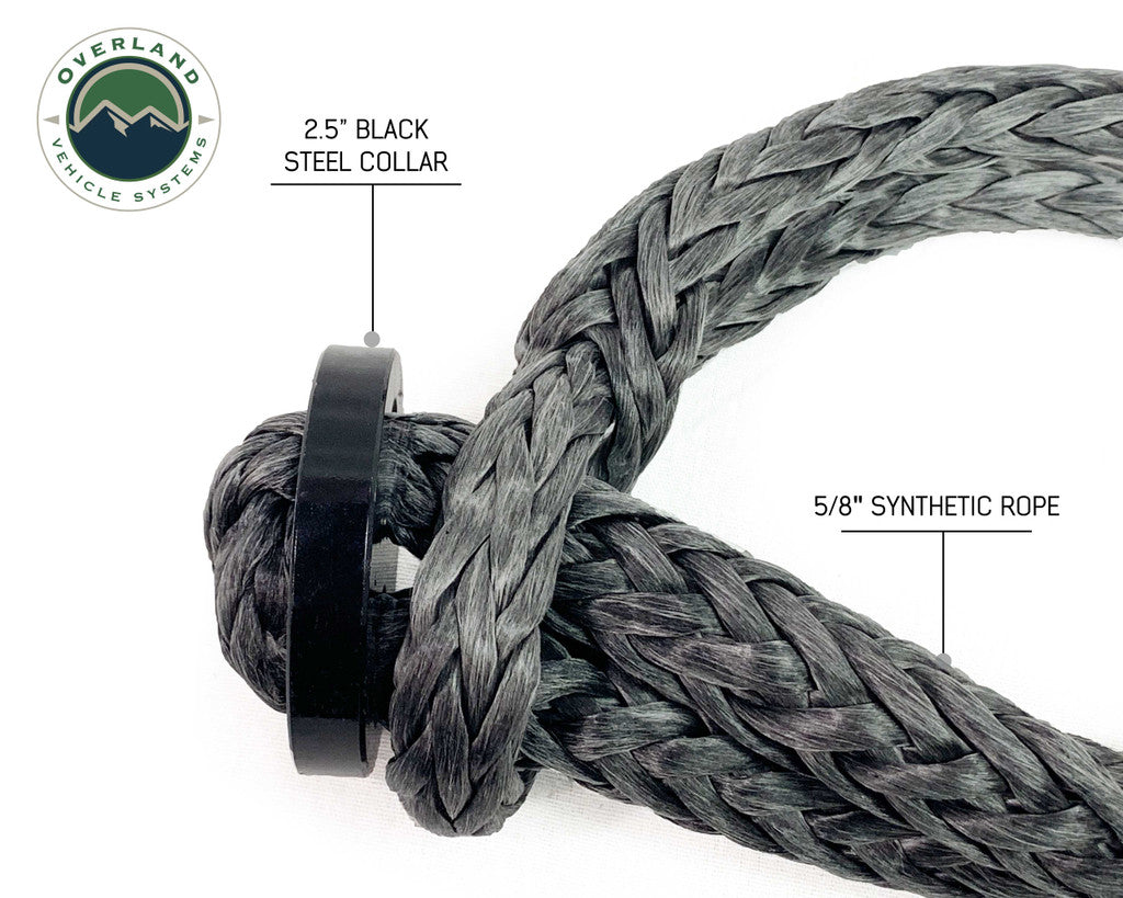OVERLAND VEHICLE SYSTEMS | Combo Pack Soft Shackle 5/8" With Collar 44,500 lb. and Recovery Ring 6.25" 45,000 lb (20-6580)