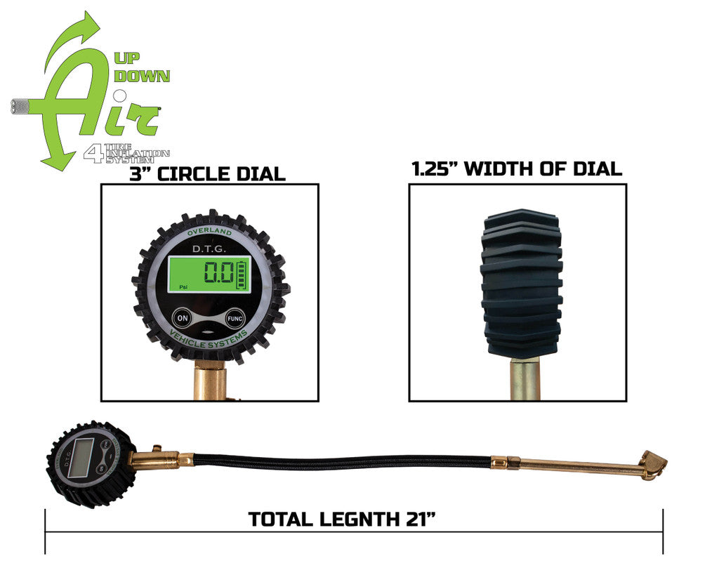 UP DOWN AIR | EGOI Digital Tire Gauge with Valve Kit & Storage Bag Universal (12010001)
