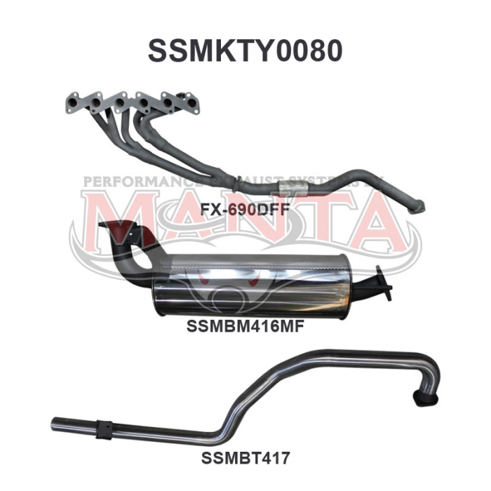 MANTA EXHAUSTS | HZJ105 4.2L Extractors & 2.5in Muffler/Tailpipe Stainless Steel (SSMKTY0080)