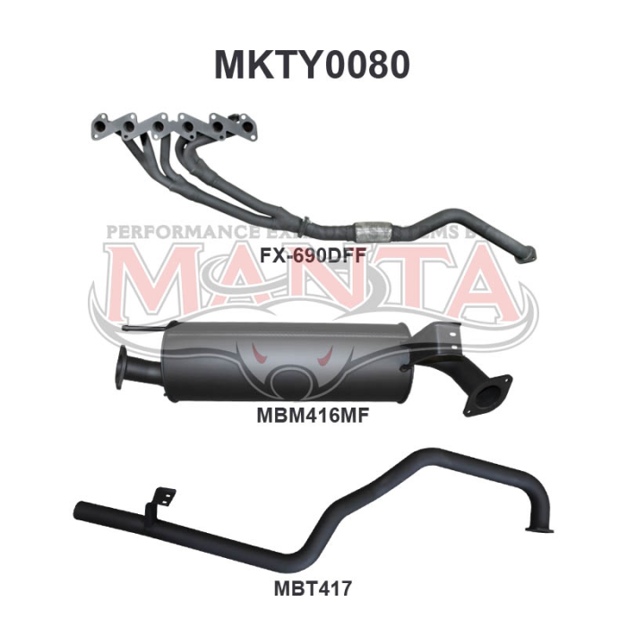 MANTA EXHAUSTS | HZJ105 4.2L Extractors & 2.5in Muffler/Tailpipe Aluminized Steel (MKTY0080)