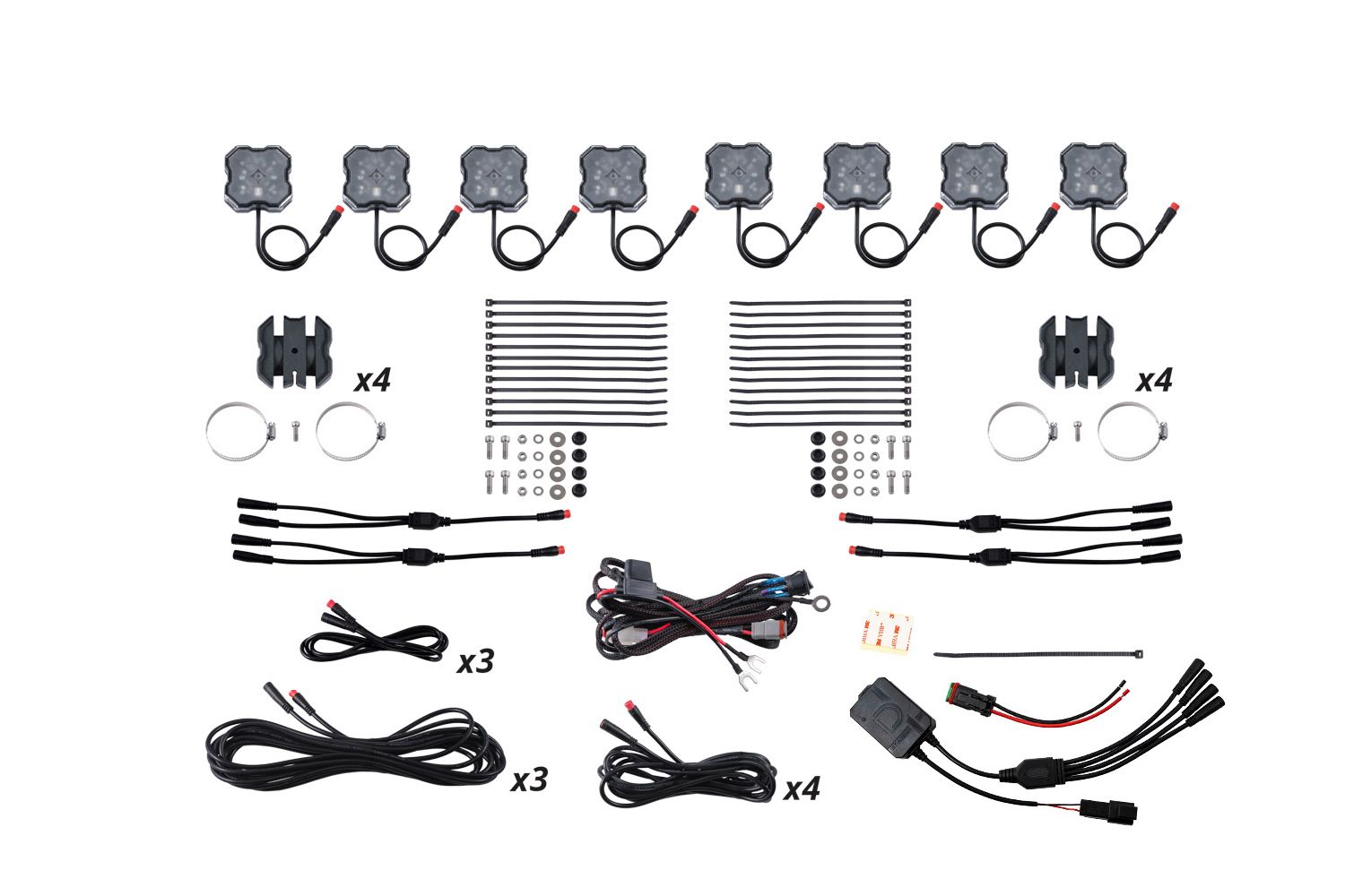 DIODE DYNAMICS | Stage Series Universal Rock Light SXS Installer Kit (8-Pack)