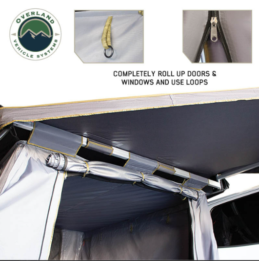 OVERLAND VEHICLE SYSTEMS | HD Nomadic 270/180 Degree Awning Annex Room Enclosure Grey Body Green Trim (18089922)