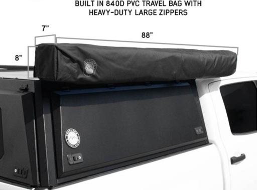 OVERLAND VEHICLE SYSTEMS | XD Nomadic 270 Awning W/Lights & Black Out Grey Hex Black Trim & Black Travel Cover