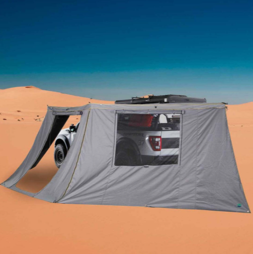 OVERLAND VEHICLE SYSTEMS | HD Nomadic 180 Degree Awning Side Wall with Window Dark Gray With Storage Bag (18159910)