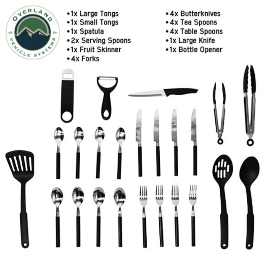 OVERLAND VEHICLE SYSTEMS | 24 Piece Cooking and Utensil Kit Hanging Carrying Case (21010505)