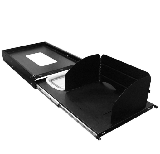 OVERLAND VEHICLE SYSTEMS | Large Refrigerator Tray and Sink Slide Black Powder Coat Universal (21010508)