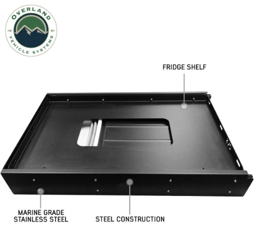 OVERLAND VEHICLE SYSTEMS | Large Refrigerator Tray and Sink Slide Black Powder Coat Universal (21010508)