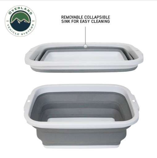 OVERLAND VEHICLE SYSTEMS | Large Refrigerator Tray and Sink Slide Black Powder Coat Universal (21010508)