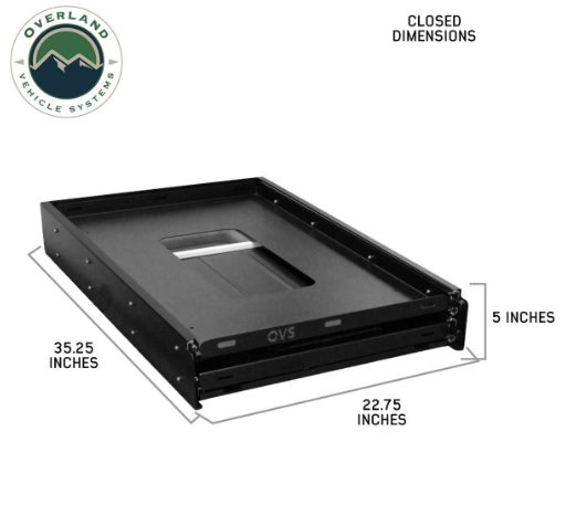 OVERLAND VEHICLE SYSTEMS | Large Refrigerator Tray and Sink Slide Black Powder Coat Universal (21010508)