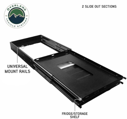 OVERLAND VEHICLE SYSTEMS | Large Refrigerator Tray and Sink Slide Black Powder Coat Universal (21010508)