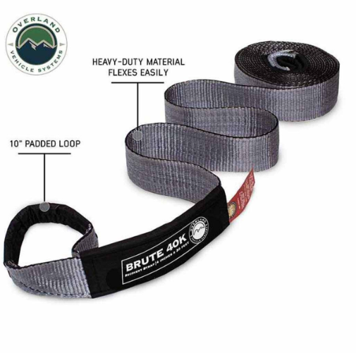 OVERLAND VEHICLE SYSTEMS | Tow Strap 4" x 30' 40,000 LB. Gray With Black Ends (19099916)