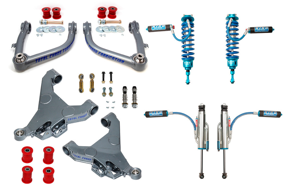 TOTAL CHAOS FABRICATION | Tundra 2nd Gen (2007 - 2021) Mid Travel Lift Kit W/ Front And Rear 3.0 Inch Diameter Adjustable Shocks (07-30-K3A)