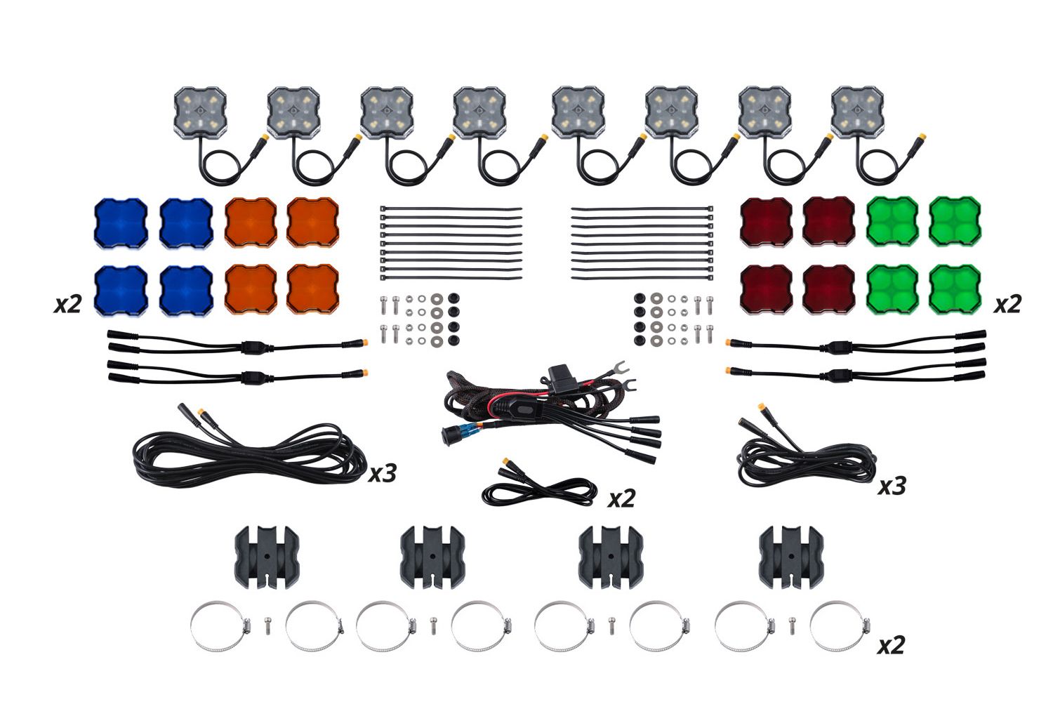 DIODE DYNAMICS | Stage Series Universal Rock Light SXS Installer Kit (8-Pack)