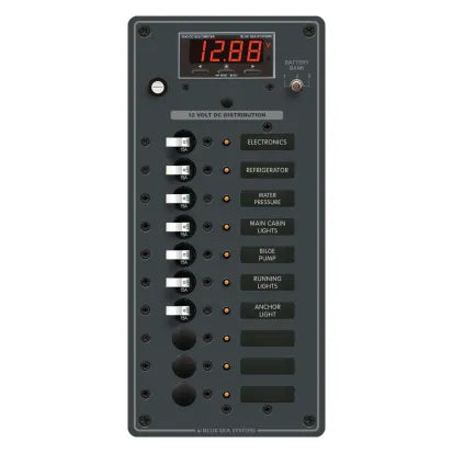 BLUE SEA SYSTEMS | Circuit Breaker Panel With Digital Multimeter DC 10 Position (135009)