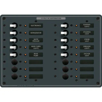 BLUE SEA SYSTEMS | Traditional Metal Panel DC 16 Position (158628)