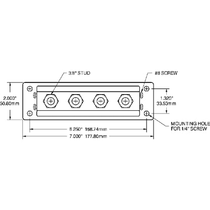 BLUE SEA SYSTEMS | Power Bar 600 Ampere Cable Connector 4 x 3/8" Stud Terminals (53621)