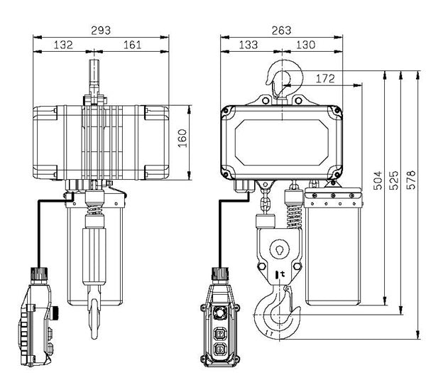 COMEUP WINCH | AC Chain Hoist - CK-1000 - 1 Ton, 19.7 ft. lift, 110 volts