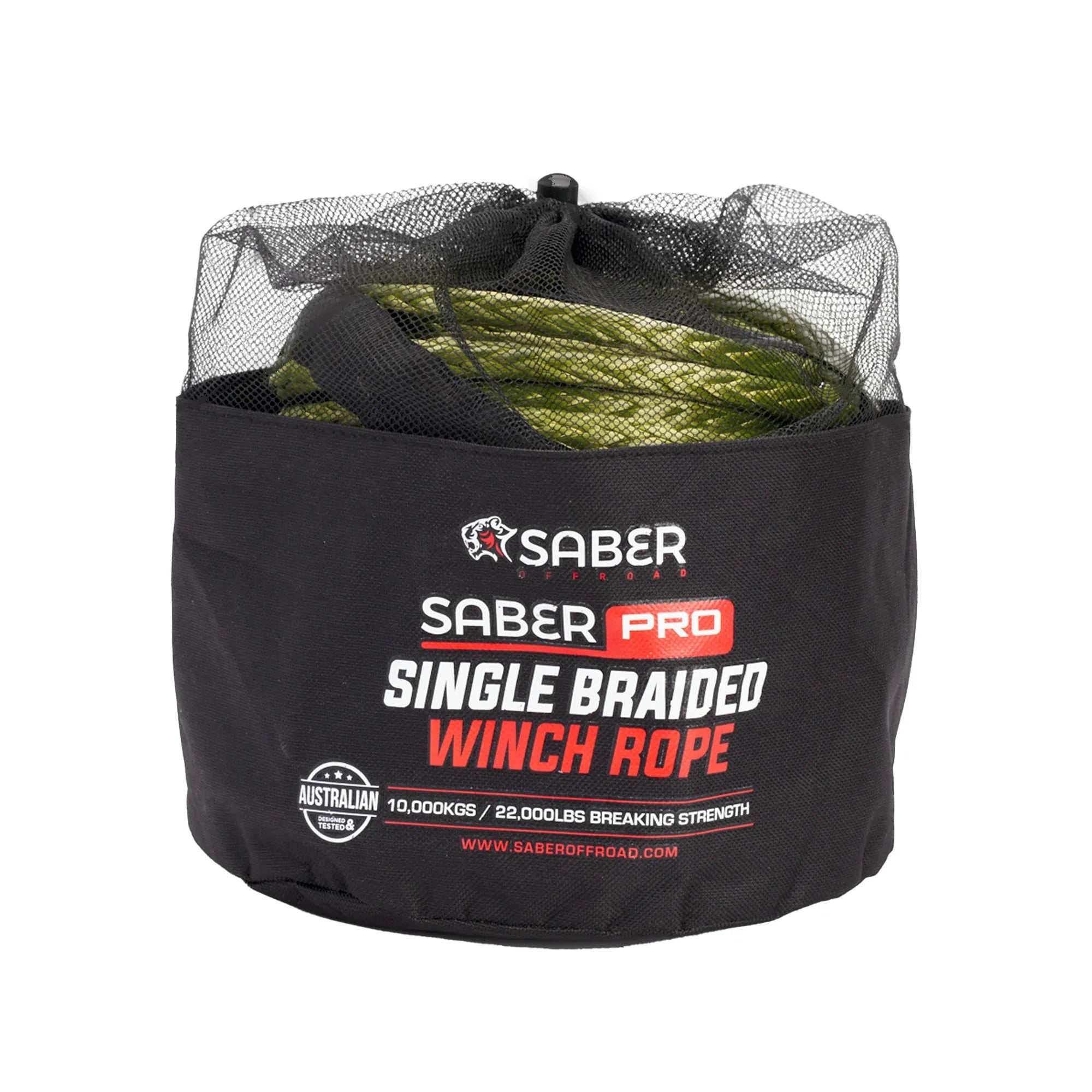 SABER OFFROAD | SaberPro Single Braided Winch Rope 9,500KG 30M (SBR-30WR-SBLK)