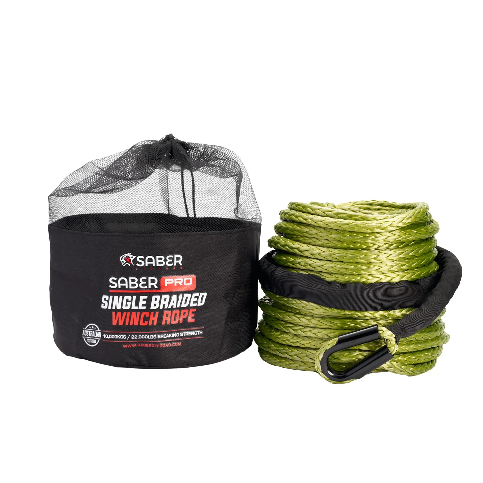 SABER OFFROAD | SaberPro Single Braided Winch Rope 9,500KG 30M (SBR-30WR-SBLK)