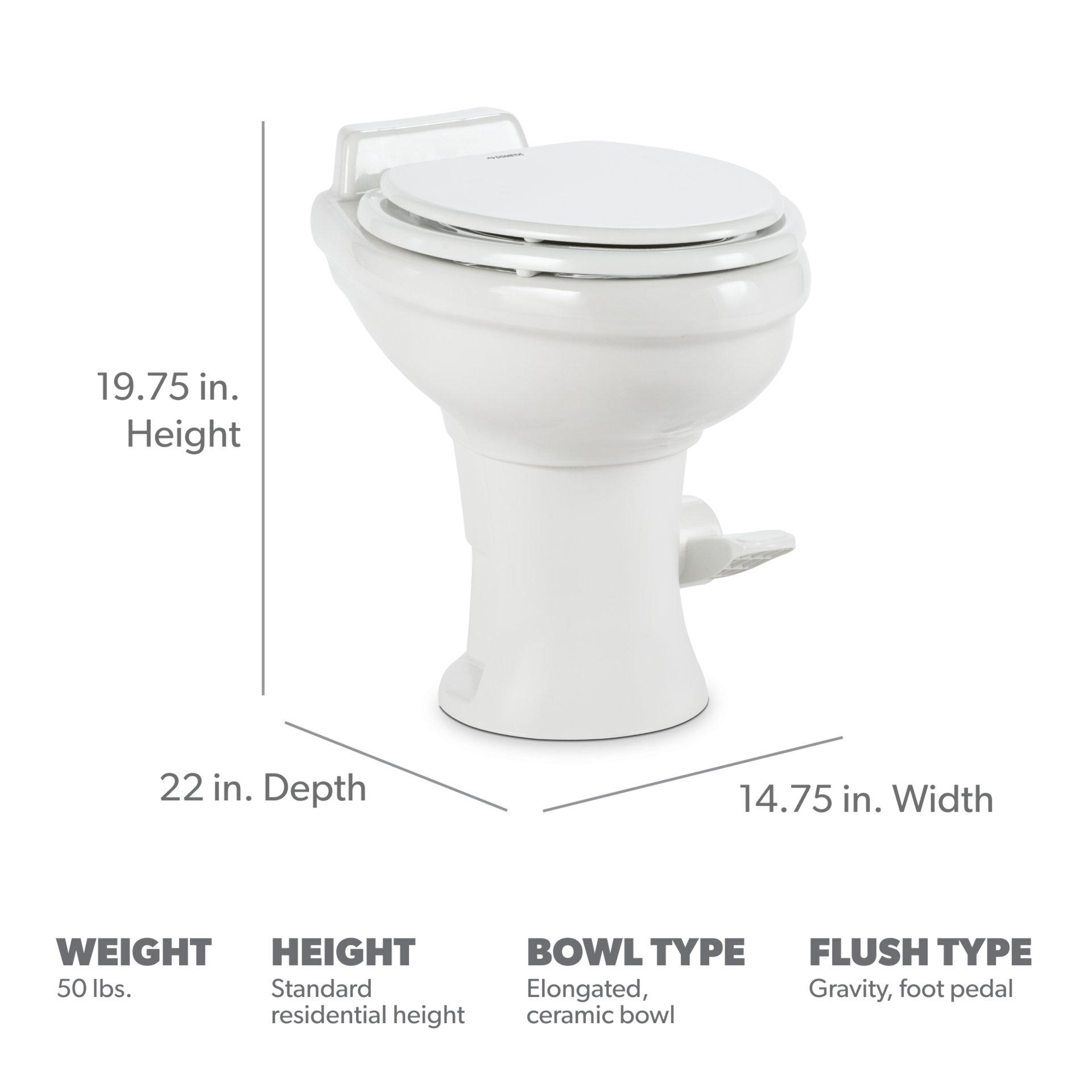 DOMETIC | Ceramic Elongated Toilet 320 RV (9108781896)